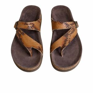 Mephisto Helen Cork Snake Print Leather Sandal Size 38